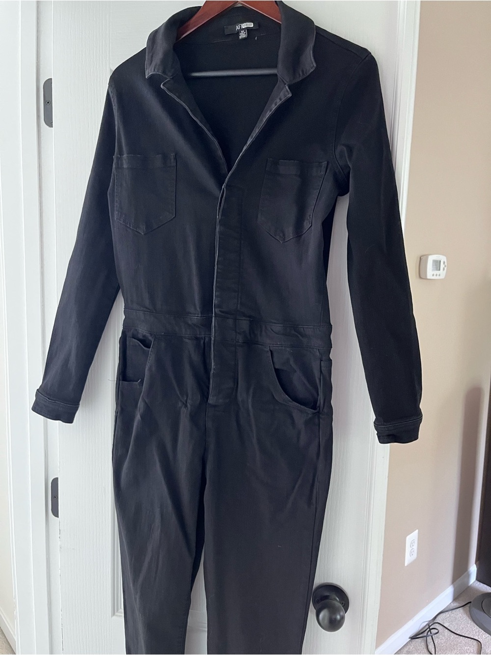 Anthropologie AFRM Black Long-Sleeve Collared Utility Jumpsuit